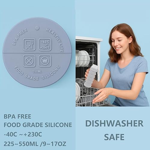 Miniatura 4 de Botella de agua para perros plegable y portátil, dispensador de agua de 9 a 17 onzas y cuenco plegable, capacidad de 5 niveles en 1, clip de