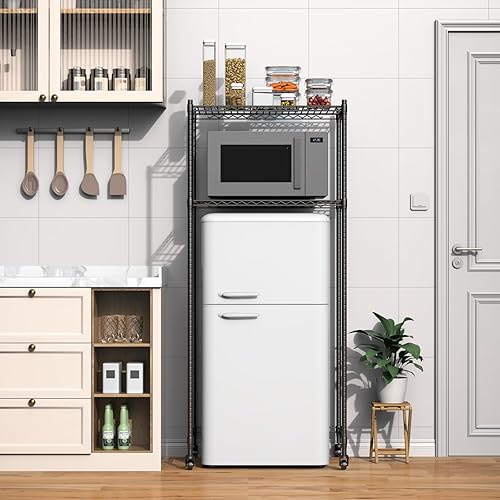 Miniatura 2 de Mini estante para nevera, altura ajustable, soporte para microondas, sobre mini estante de almacenamiento para el hogar, oficina, dormitorio,