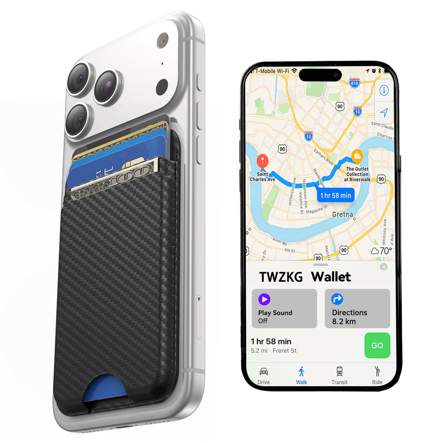 TWZKG MagSafe-Brieftasche, funktioniert mit Apple Find My, 5 Kartenhalter, schlanke magnetische Handy-Brieftasche für iPhone 17/16/15/14/13/12 Pro Max Plus Air, RFID-blockierendes, veganes Leder