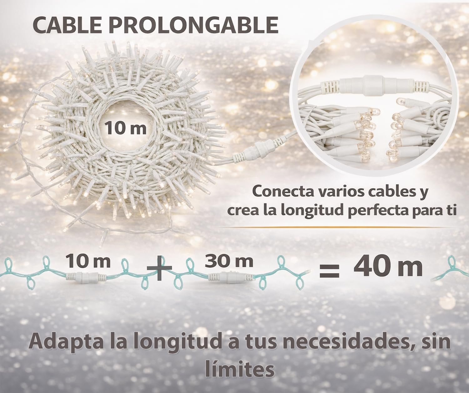GINMA Luces de Navidad Exterior, Luces Navideñas Exterior Profesionales de Bajo Consumo, Impermeables y Prolongables para Jardín, Balcón y Fachada (Verde, 20m (200 LED))