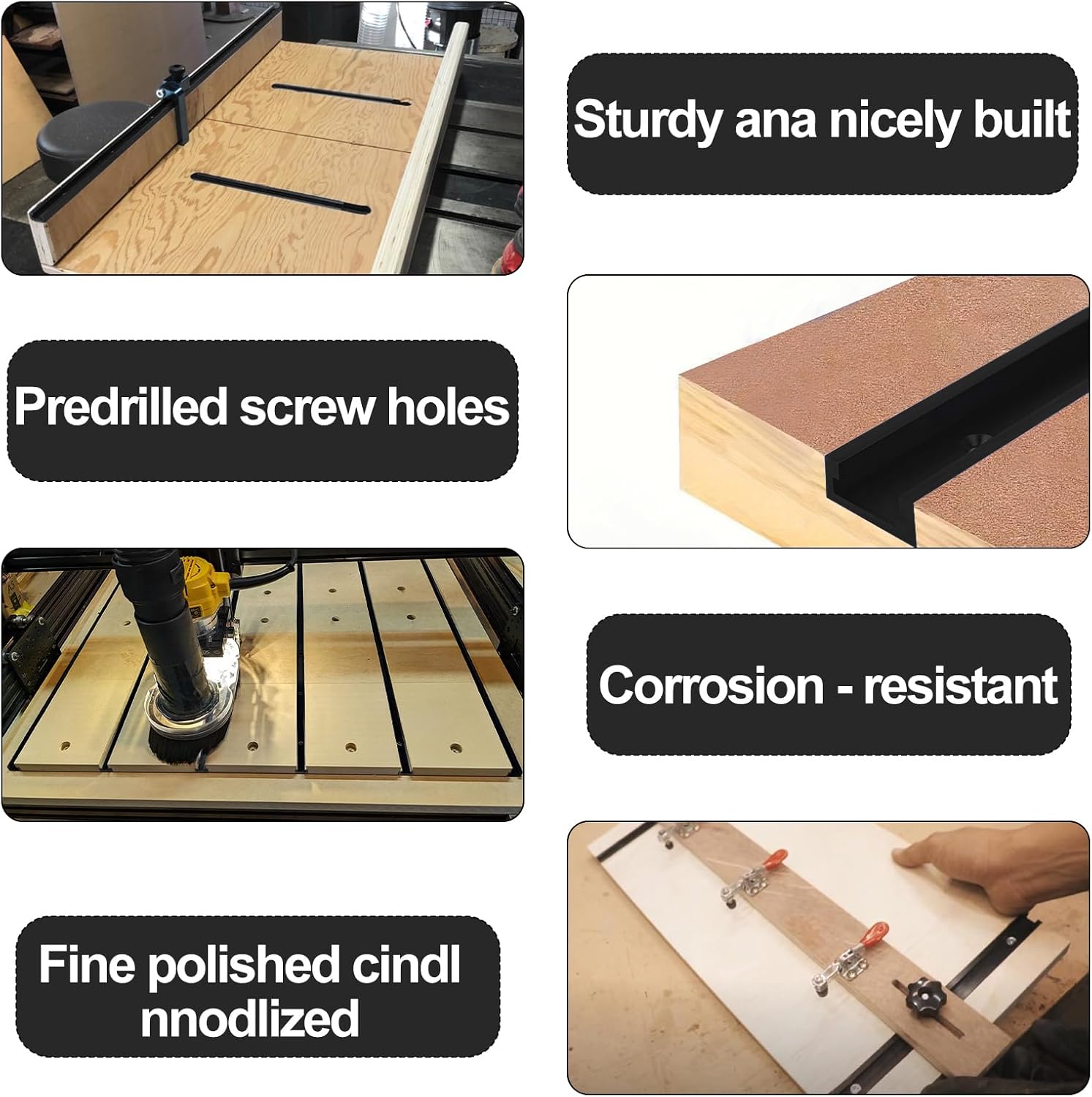 Aluminum T Track, 2 Pack 48 Inch Universal Double Cut Profile T Track, with Predrilled Mounting Holes and Screws, for Woodworking Jigs and Fixtures, Drill Press Table, Router Table, Workbench