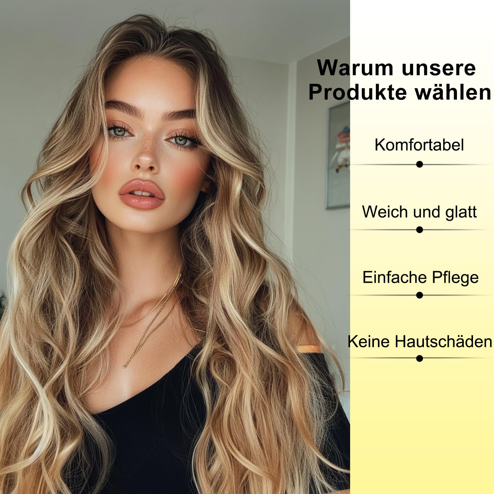 Lange Ombre blonden Perücken für Frauen Mädchen 66 cm Lockige synthetische Hitzebeständige Faser Cosplay Kostüm Charmante Perücke für Tägliche Karneval Fasching (Ombre blonden)