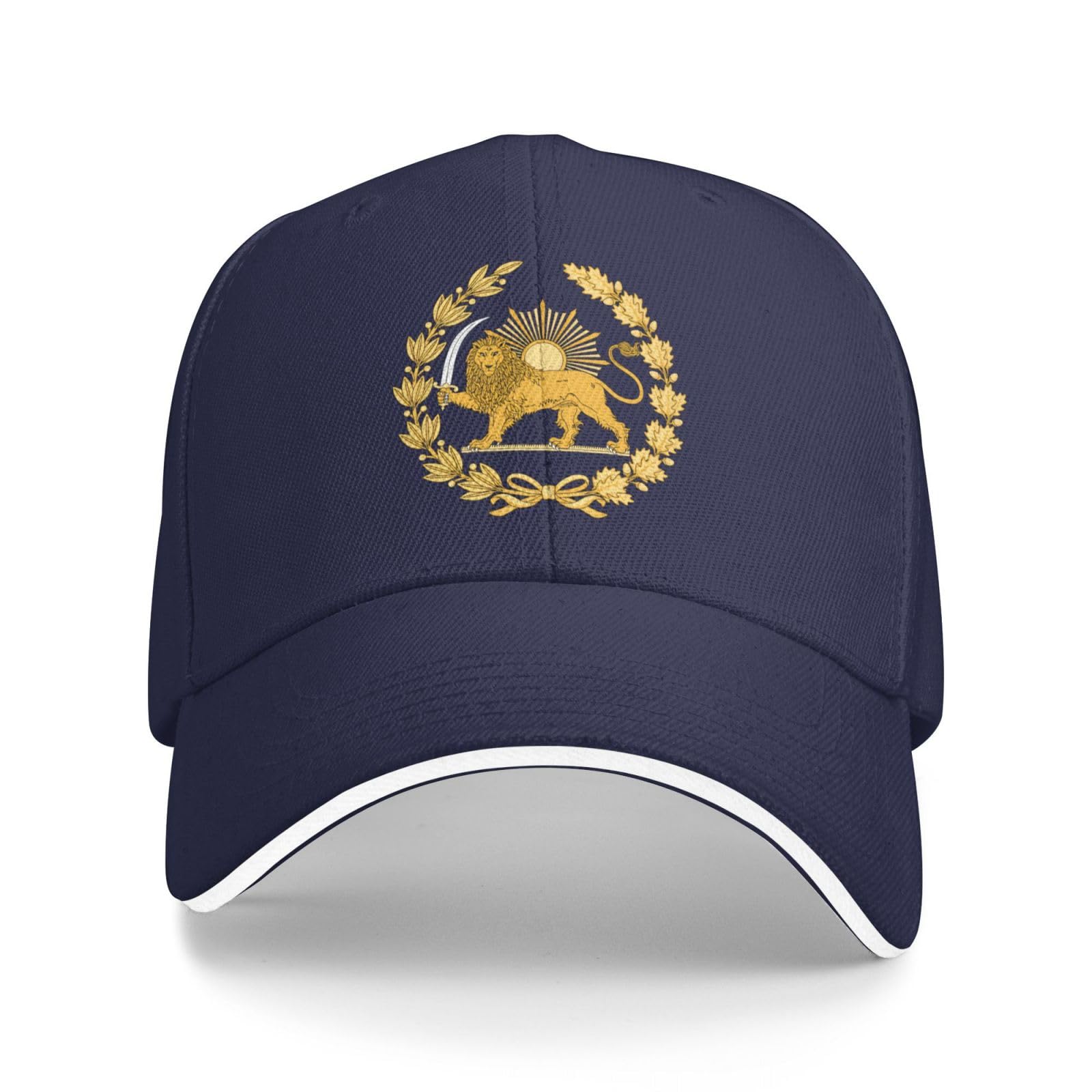 HACXZ Make Iran Great Again Hat MIGA Old Iran Persian Flag Lion Sun Caps Mesh Cap for Men Women Navy Blue