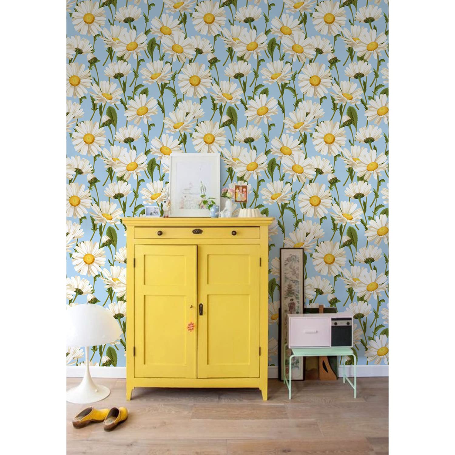 Papier peint décoration murale en latex premium motif de camomille