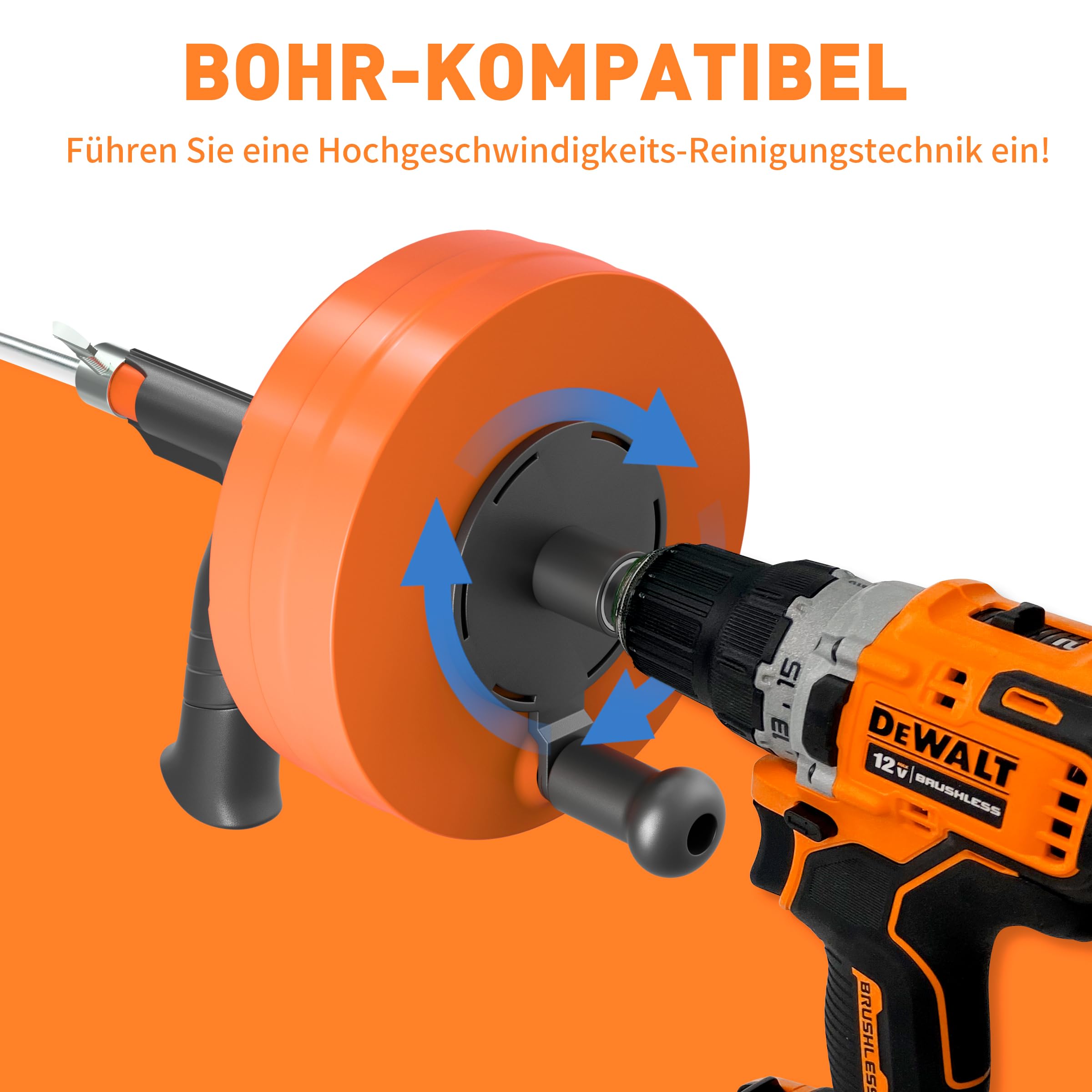 EBERTH Rohrreinigungsspirale 3m - 15m Rohrreiniger Spirale WC Dusche Abfluss