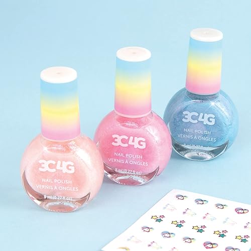 Miniatura 5 de 3C4G Trío de esmaltes de uñas con brillo de unicornio, da vida a la magia con estos 3 esmaltes de uñas holográficos, para edades de 8 años en