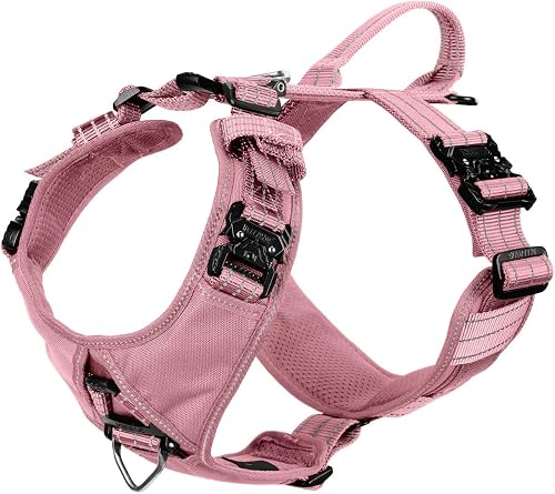 ICEFANG Dog Strap Harness with All-Metal Hardware,for Large Sized Dog,K9 Vest,Y-Shape Soft Padding,Adjustable Pet Harness,No-Pull Front Leash Clip (Large (Pack of 1), Pink)