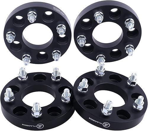 VLAOSCHI Adaptadores de rueda forjados negros de 5x4.5 a 5x5.5 de 1 pulgada con pernos de 12 pulgada compatibles con Jeep F-ord 5 Lug 5x114.3 a