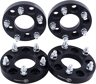 VLAOSCHI Black Forged 5x4.5 to 5x5.5 Wheel Adapters 1 Inch with 1/2" Studs Compatible with Jeep F-ord 5 Lug 5x114.3 to 5x139.7 for Wrangler Cherokee Liberty | Taurus Edge Explorer Ranger - Pack of 4