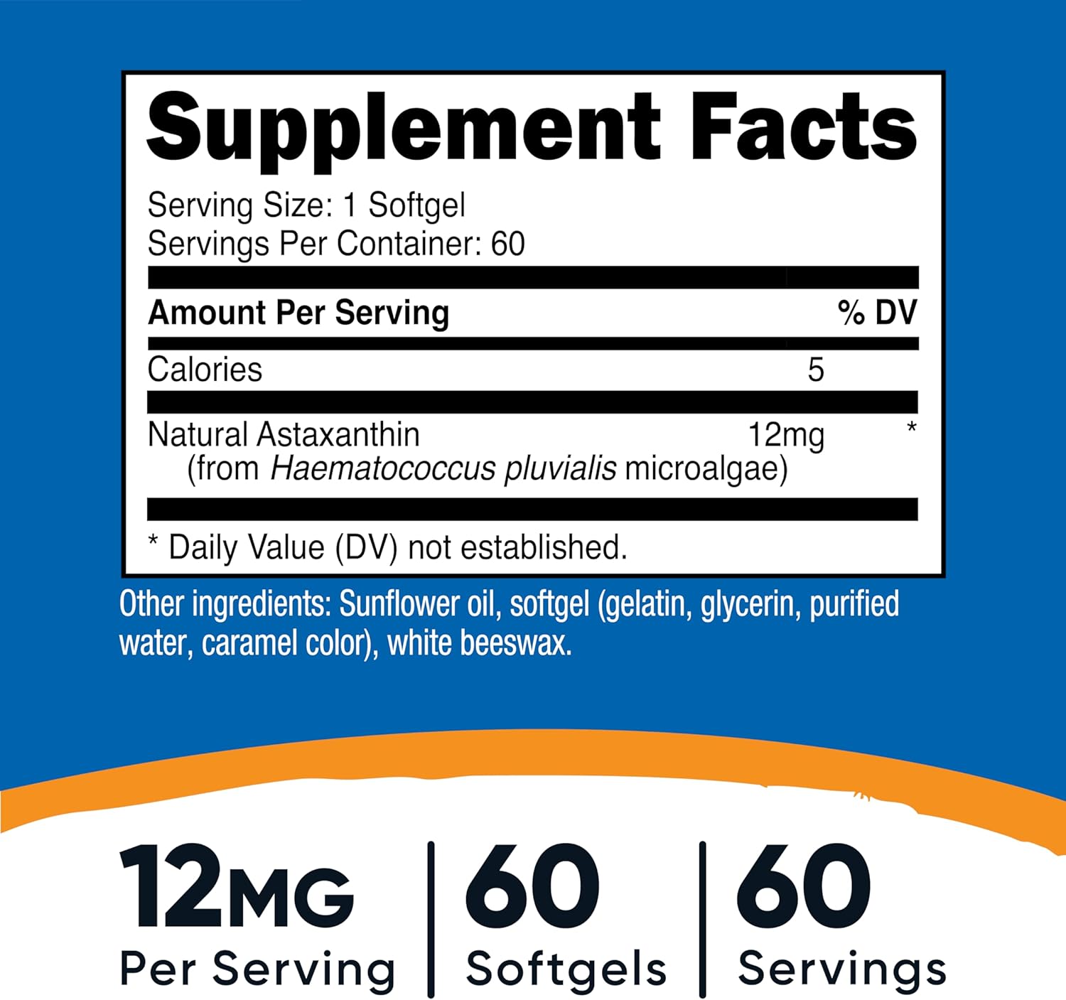 Nutricost Astaxanthin 12mg, 60 Softgels - Non-GMO and Gluten Free (2 Month Supply)