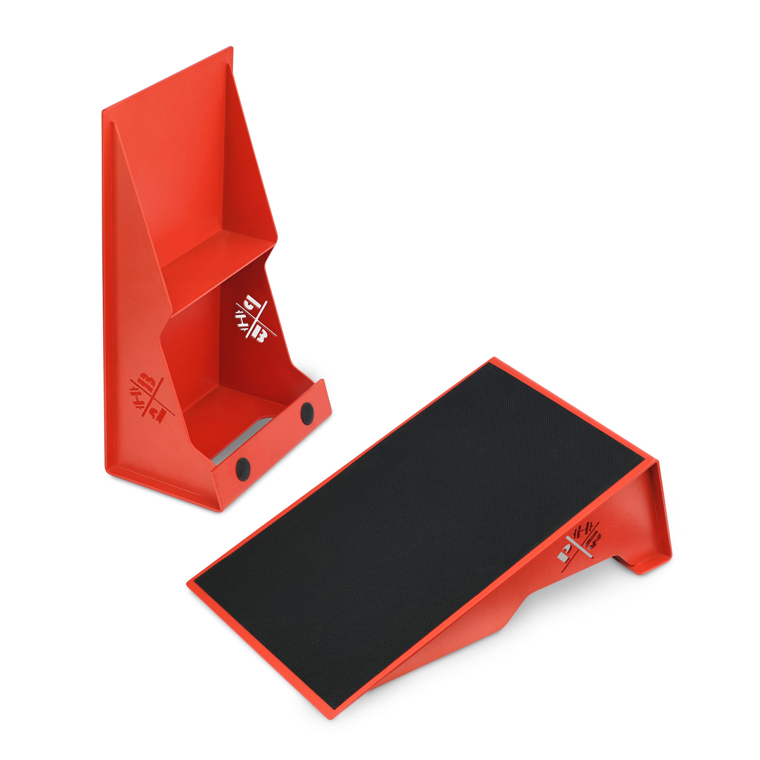 PWRBLDR Squat Wedge - Rubber Topped Steel - Heel Elevated Squat, Deadlift - Slant Board - Incline Hamstring & Calf Stretcher - Strength Tib Bar - ATG Knees Over Toes