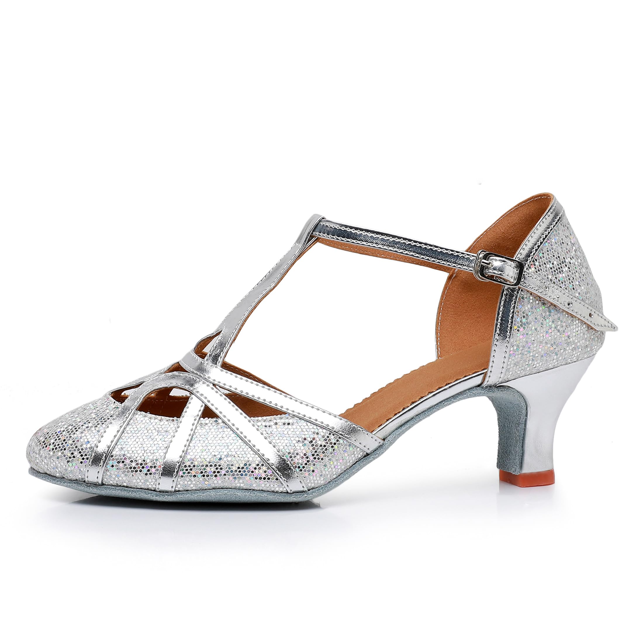 Rosefinch Zapatos de Baile Latino de Salsa para Mujer, Puntera Cerrada, Tango cha-cha, Zapatos de Baile de salón de Baile,Tacón 5/7cm, 34-41 EU