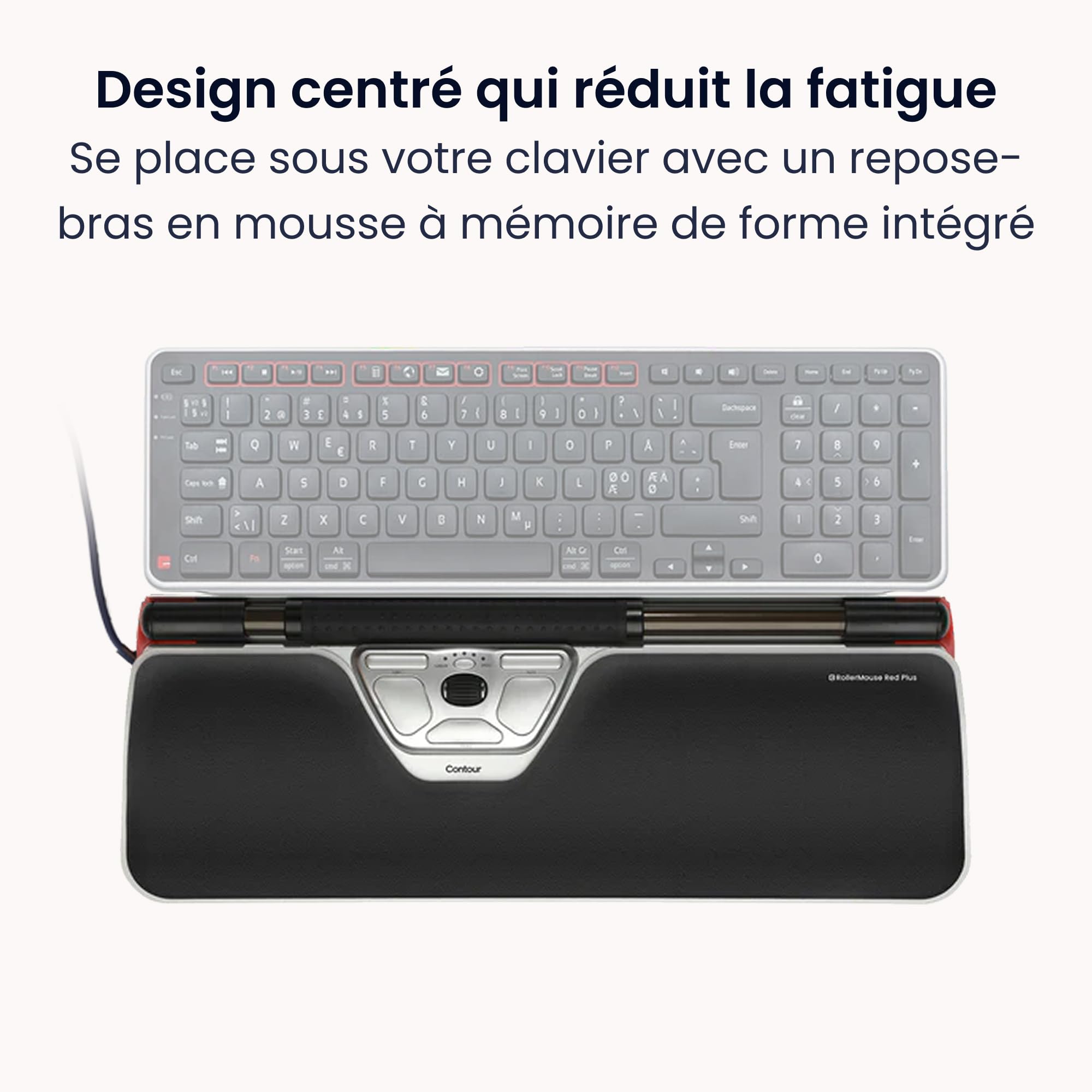 Contour RollerMouse Red Souris Ergonomique avec Repose-Paume Mousse à mémoire, prévenir lesTMS soulager Canal carpien, Compatible Mac PC Souris ambidextre - avec Fil - Plus
