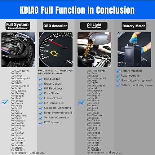 Miniatura 6 de KDIAG OBD2 escáner herramienta de diagnóstico, lector de código de coche para iOS y Android, escáner automático de sistema completo para vehículos
