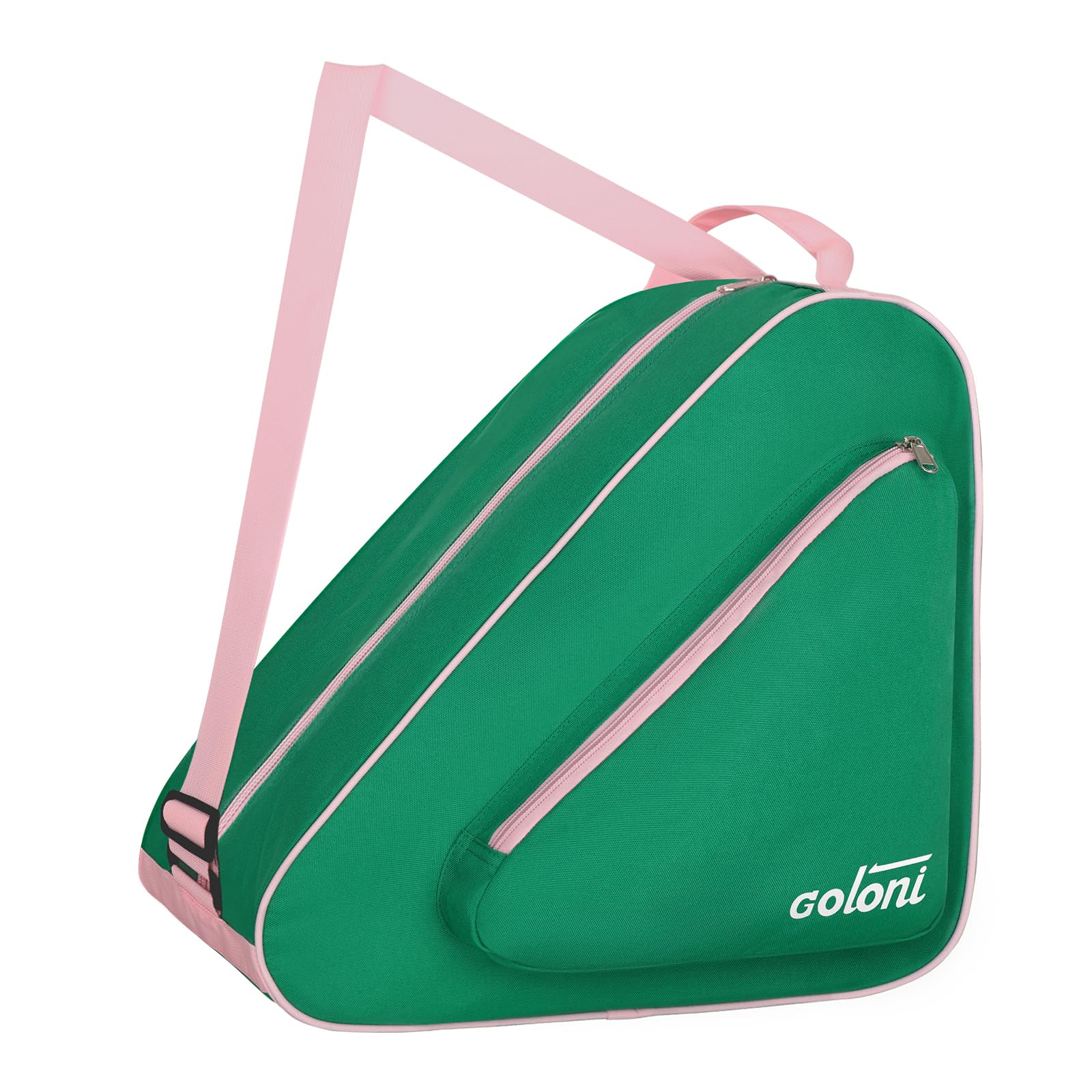 Goloni Skate Bag for Ice & Roller with Multi-Pockets & Adjustable Strap for Men and Women,Green