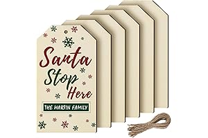 Blulu 6 Pcs Large Christmas Wooden Tags for Crafts with Holes