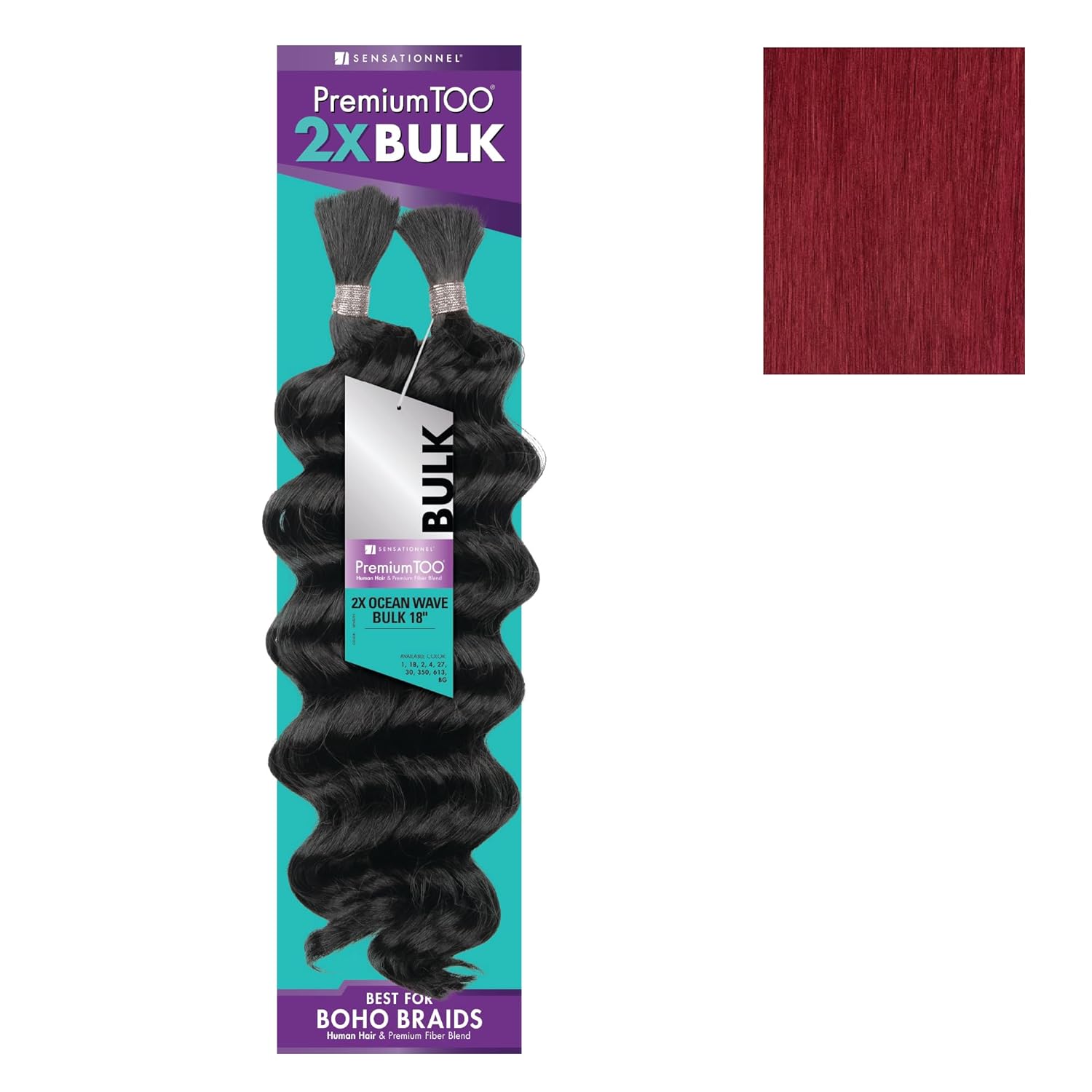 Sensationnel PremToo bulk weaving – 2x ocean wave human hair blend for boho, knotless box or curly loose wave styles - 1 pack (22 inch, S27/613)