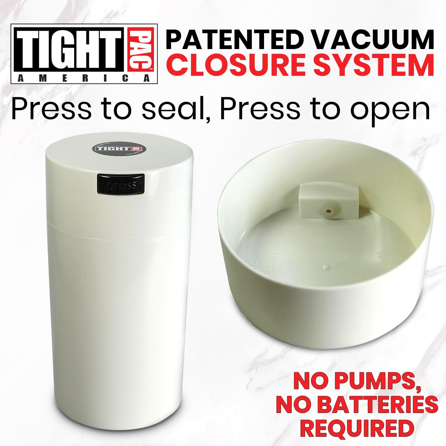 Tightpac America, Inc. Tightvac-3 bis 340 ml vakuumversiegelter Aufbewahrungsbehälter, 1,3 l, Weiß
