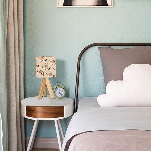 Miniatura 3 de Lámpara de mesa de noche con trípode, patrón sin costuras, para envolver mesita de noche de madera con pantalla de tela de lino para guardería,