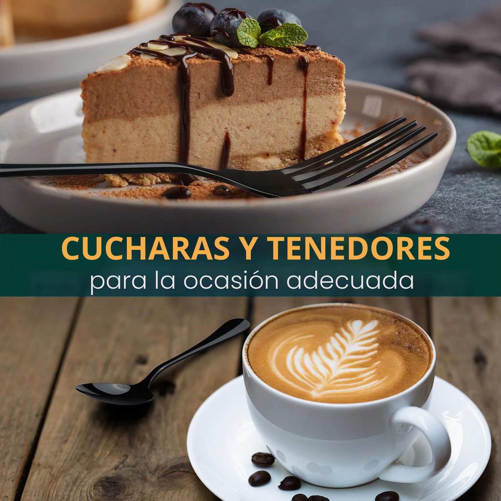 TAN REN Cuberteria negra para 8 personas, Juego de cubiertos de acero inoxidable de 48 piezas(Negro), incluye cuchillo, tenedor, cuchara, cuchillo de carne, pulido espejo, apto para lavavajillas
