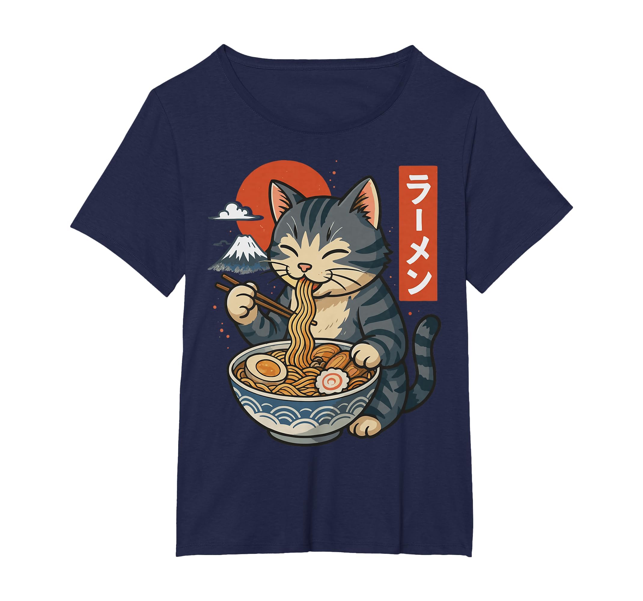 Anime Cat Eating Ramen Retro Kawaii Ramen Cat T-Shirt