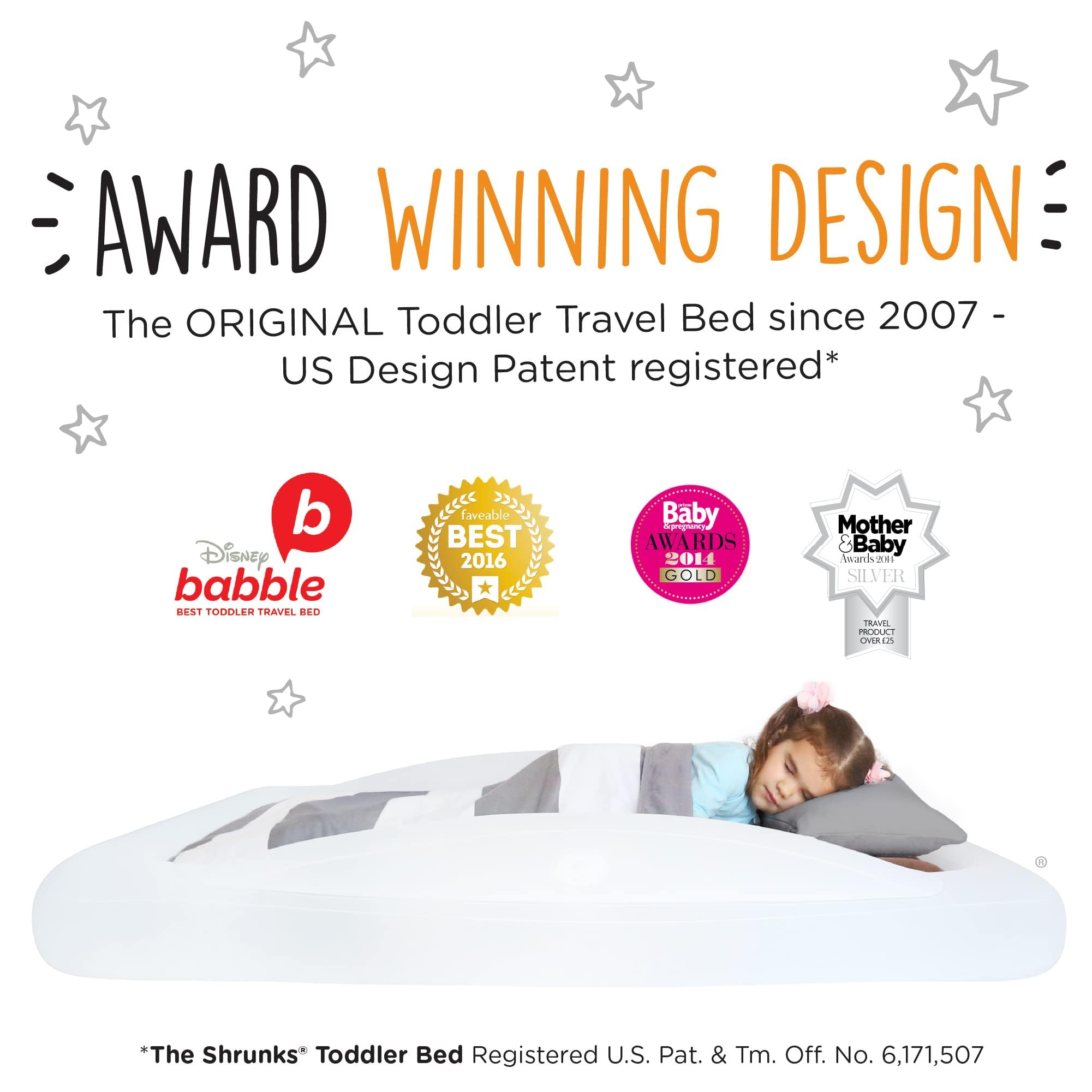 La Shrunks cama de viaje portátil hinchable colchón de aire cama para niños para viajes o uso doméstico, color blanco marrón blanco Talla:niño