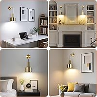 Vista 7 de VerRon Juego de dos apliques de pared recargables con batería, luces doradas inalámbricas con batería con bombillas desmontables y control remoto