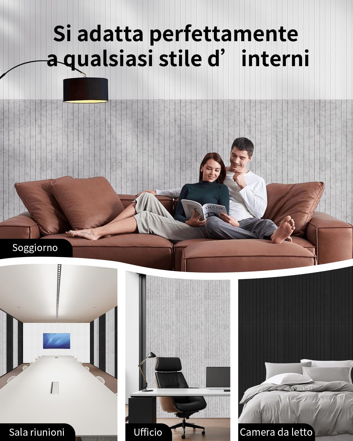 Pannelli Acustici Autoadesivi 6 Pezzi, 116x58x0,9cm Pannelli Acustici da Parete, 4,04㎡ Assorbimento Acustico & Decorazione Murale per Studio di Registrazione, Gaming, Home Studio, Argento