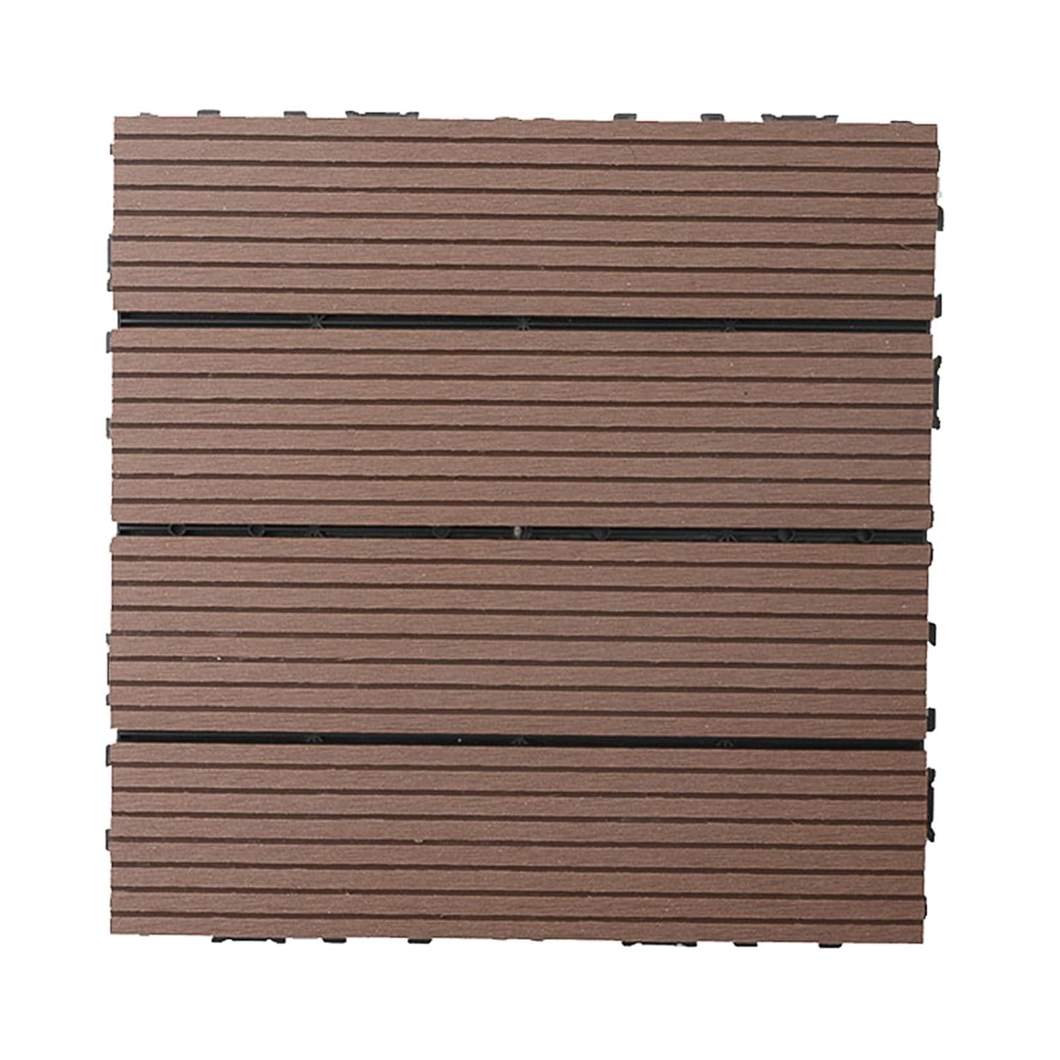 Dalles et lames de terrasse en composite, Paquet de verrouillage en bois extérieur de tuiles de plate-forme de 8 multicolore 30x30x2cm(L-Coffee)