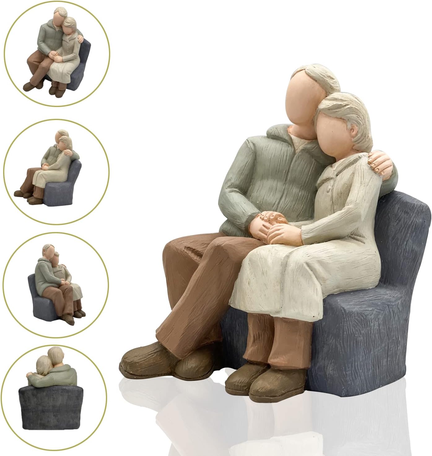 Couple Anniversary Sculpted Hand-Painted Figure Gifts Husband and Wife Wedding Figurine Gift, Happy 10th - 80th Anniversary Statue for Him and Her Together