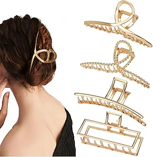 4 Pack Large Metal Hair Clips for Thin to Thick Curly Hair, 4.3 Inch