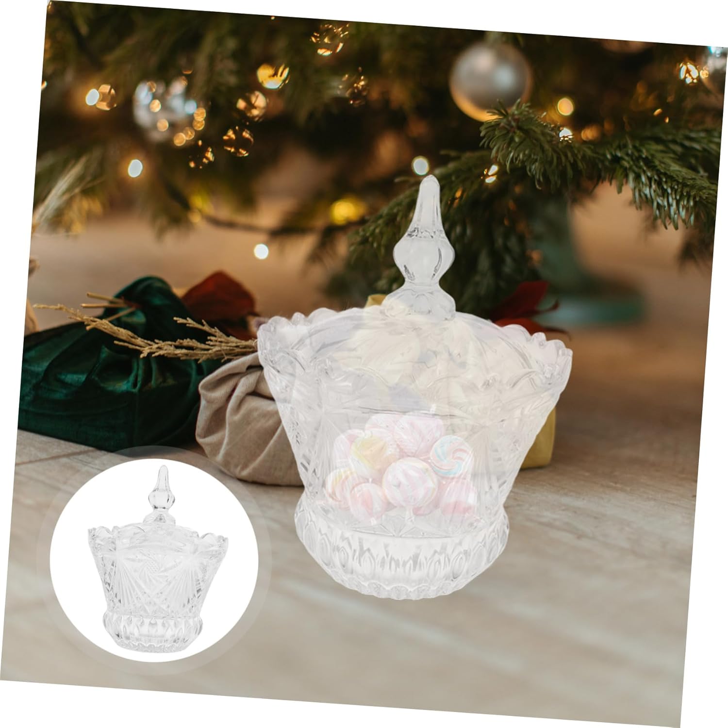 ABOOFAN Transparent Candy Jar with Lid Elegant Glass Candy Dish Bowl Fun Decorative Bowl for Snacks for Weddings Housewarming Christmas
