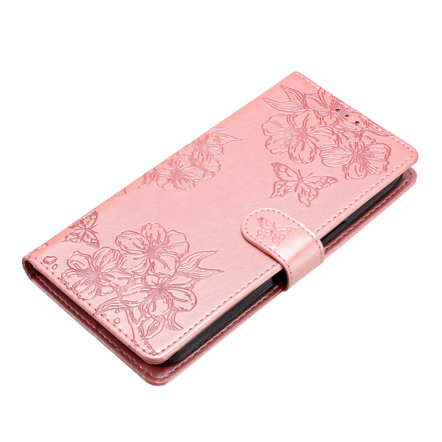IMEIKONST Cover A Libro Con Portafoglio Per Google Pixel 9 E 9 Pro: Fiore Rosa Oro - 3