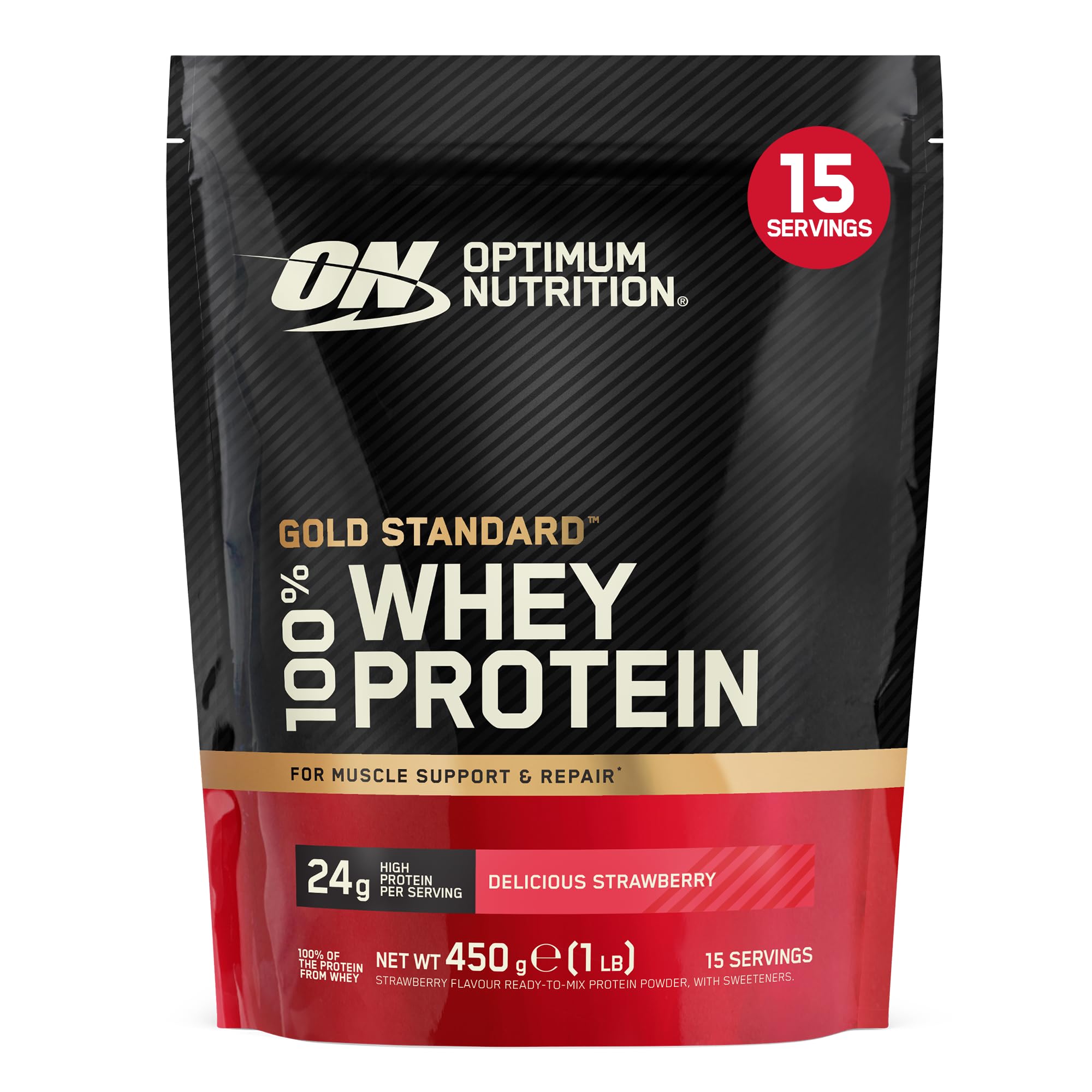 Optimum Nutrition Gold Standard 100% Whey Protein Powder, 450 g