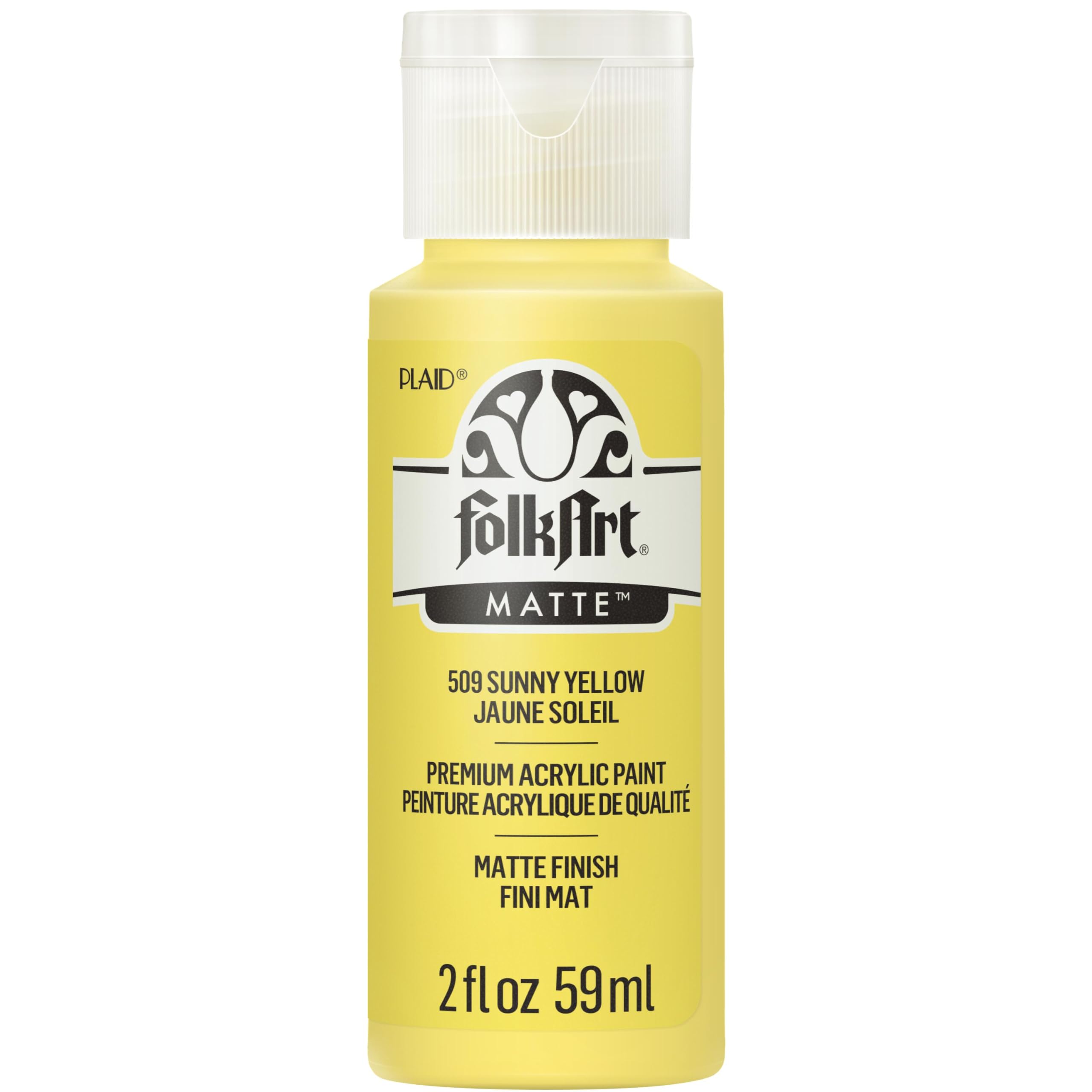 FolkArt Acrylic Paint in Assorted Colors (2 oz), 509, Sunny Yellow