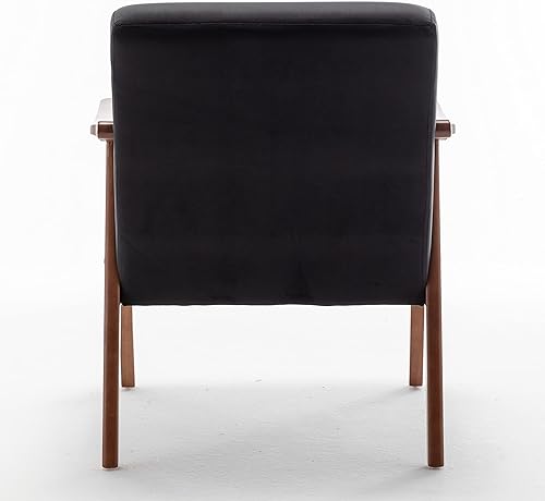 Miniatura 9 de Container Furniture Direct Silla decorativa con tapicería de microfibra y marco de madera maciza, muebles clásicos de mediados de siglo para sala de