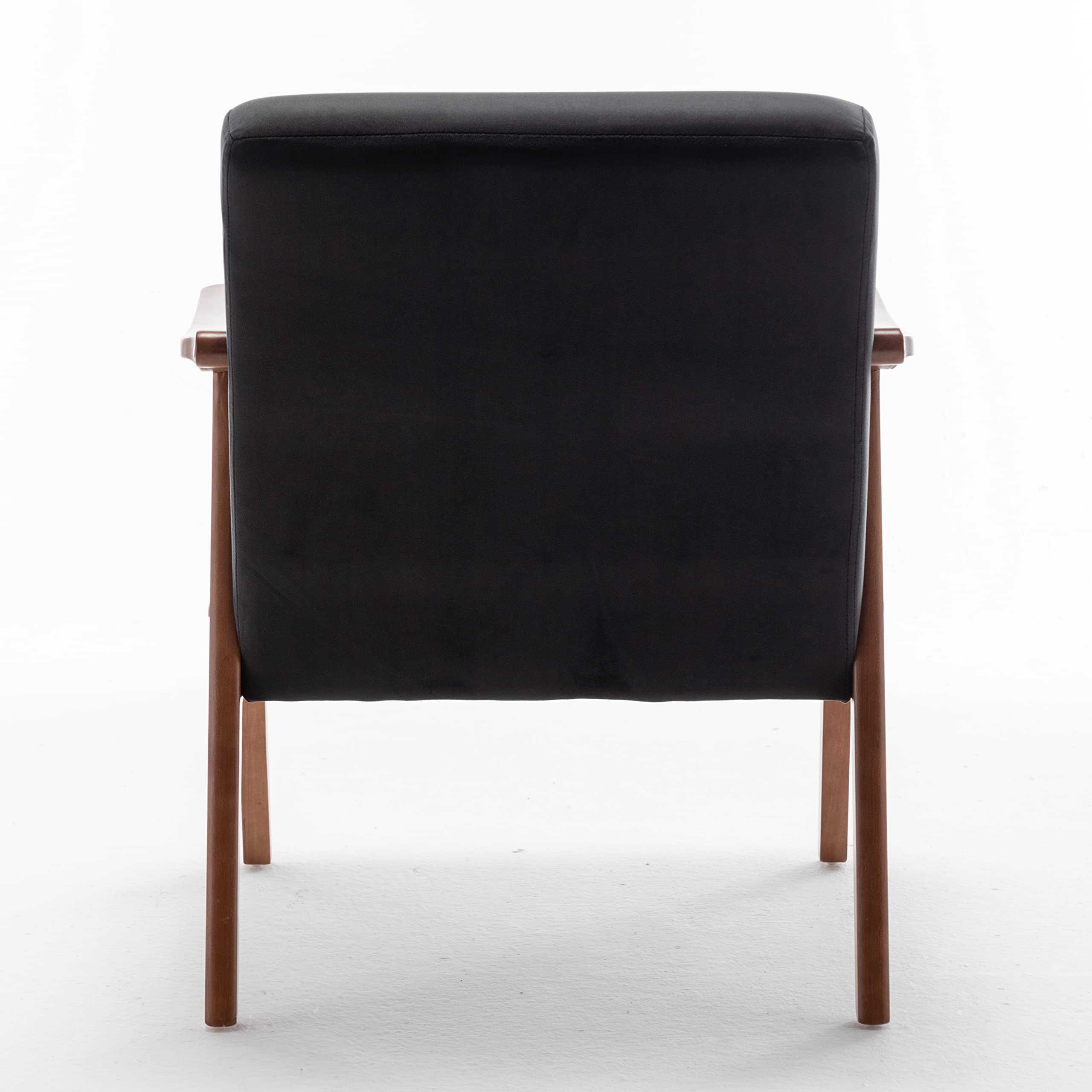 Container Furniture Direct Accent Chair with Microfiber Upholstery and Solid Wood Frame, Classic Mid-Century Modern Living Room Furniture for Extra Seating, Black