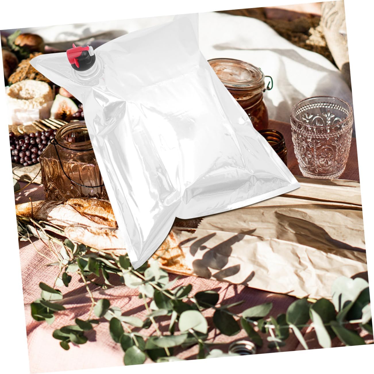 5pcs Reusable Beverage Pouch with Spout, 5l Silver