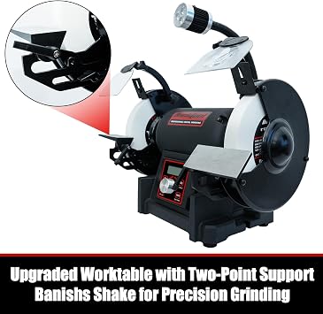 BUCKTOOL Variable Speed Bench Grinder, 200mm, 750W VFD Table Top Grinder