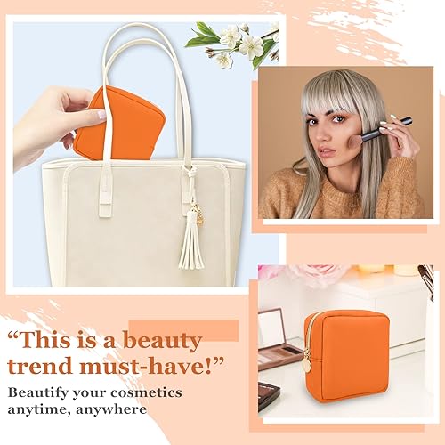 Miniatura 6 de izuzta Nylon Lager Pequeño Slim Mini Maquillaje Bolsa Organizador, Naranja, Viajes