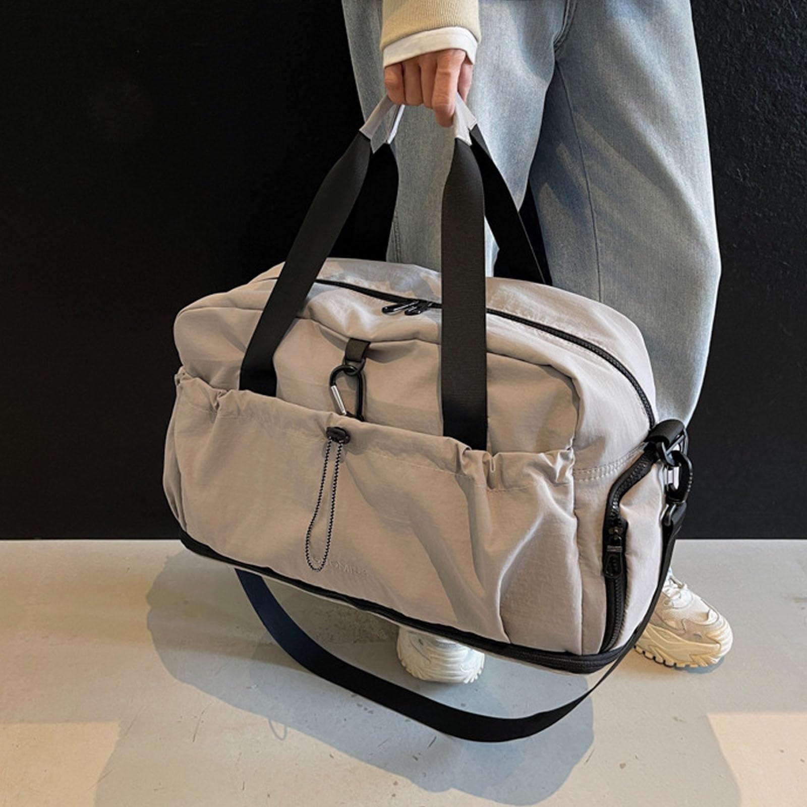 Wasserdichte Reisetasche, erweiterbar, für Fitnessausrüstung, Schwimmzubehör und Ausflüge, Geschäftsreisen, unverzichtbare Tasche, khaki