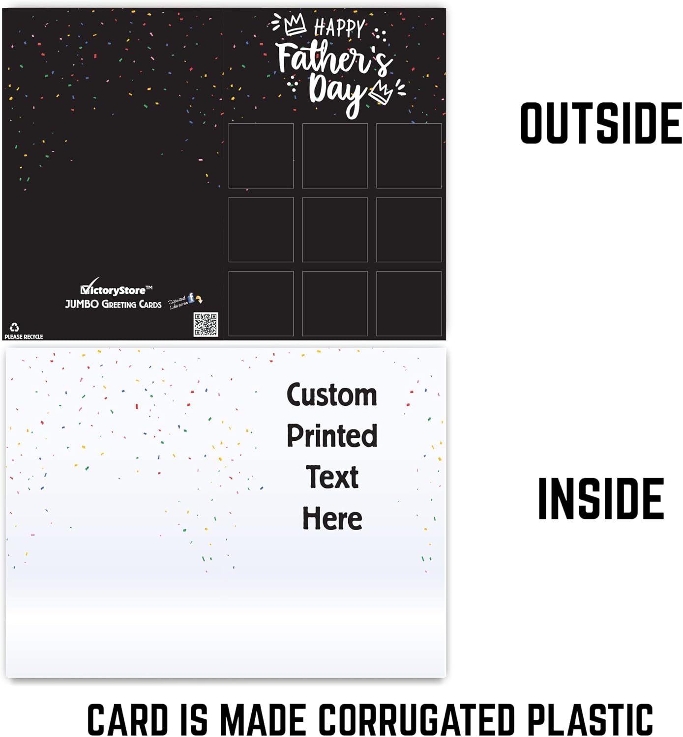 VictoryStore Jumbo 3 Foot Custom Father's Day Card, Photo Dad Card, 9 Photos, Custom Inside Text 2 feet x 3 feet Card