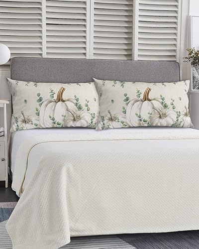 Miniatura 6 de Fundas de almohada de eucalipto y calabaza, tamaño King, fundas de almohada suaves para cama, fundas decorativas de lujo para sofá de cuerpo largo
