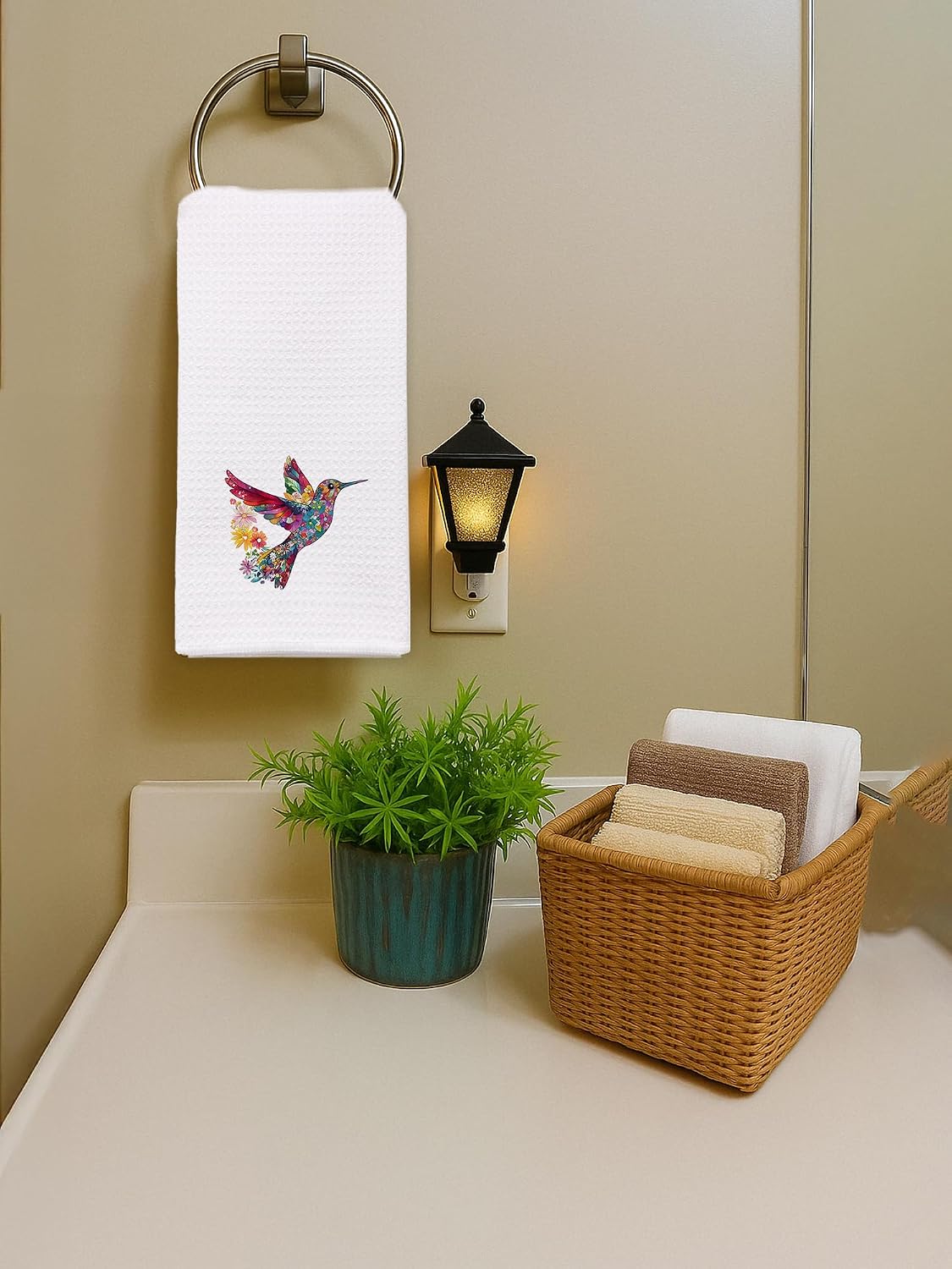 Colorful Floral Hummingbird Hand Towels for Bathroom, Flower Hummingbird Decorative Kitchen Dish Tea Towel, Spring Summer Decor, Humming Bird Watching Gifts, Housewarming Gift Idea image 5