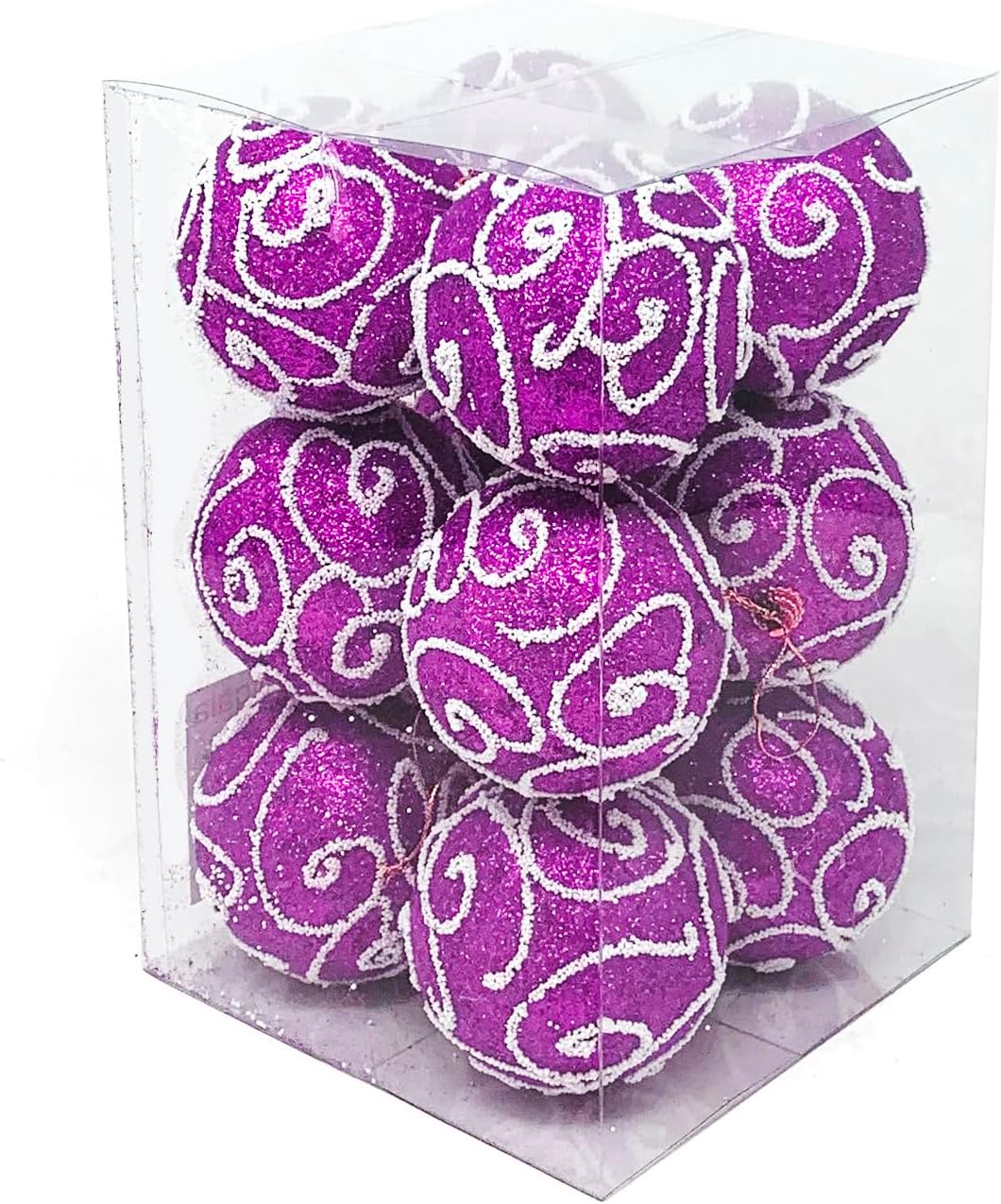 allgala 12 Pack 3 Inch Christmas Tree Ornament Balls-Glitter Decorated Foam Large Xmas Ball-Purple allgala 12 Pack 3 Inch Christmas Tree Ornament Balls-Glitter Decorated Foam Large Xmas Ball-Purple