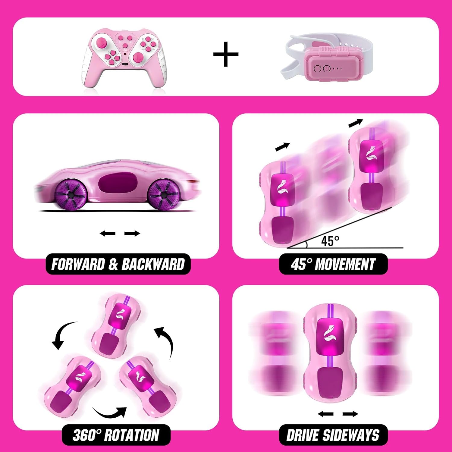 Coche con control remoto con detección de gestos, coche acrobático Drift RC  con luz, sonido y spray ligero, juguete Hobby RC Cars de 2,4 GHz para