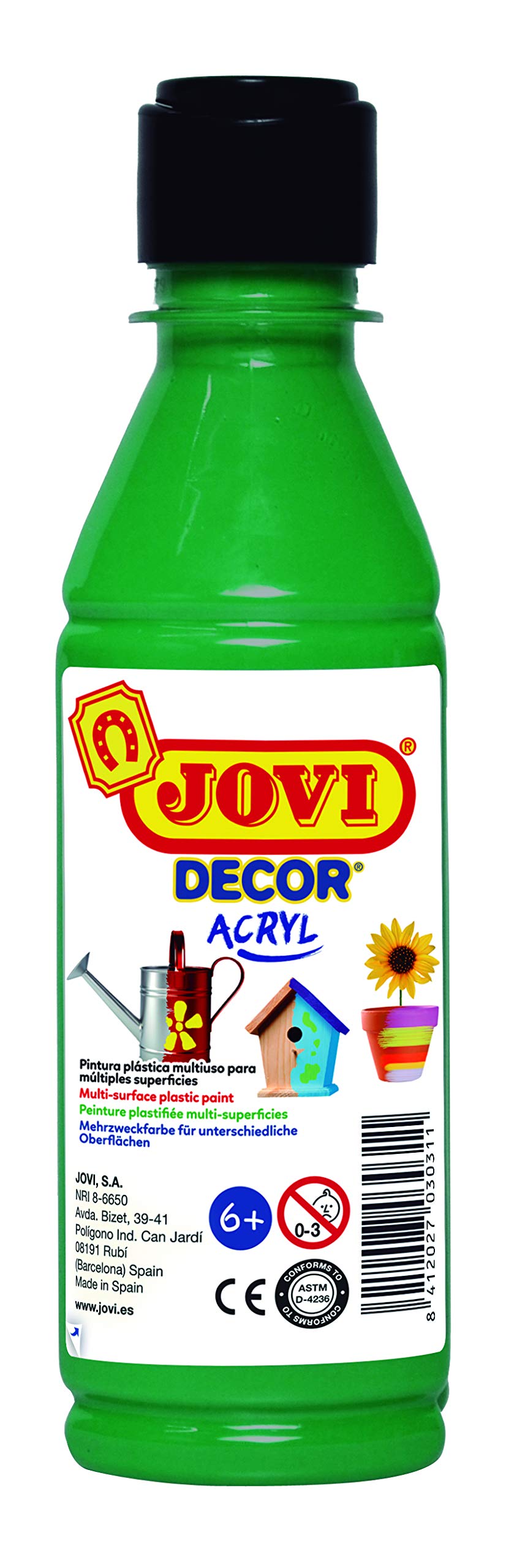 JoviJovidecor Acrylic Paint, High Coverage, for All Surfaces, Water-Based, 1 Bottle of 250 ml, Dark Green