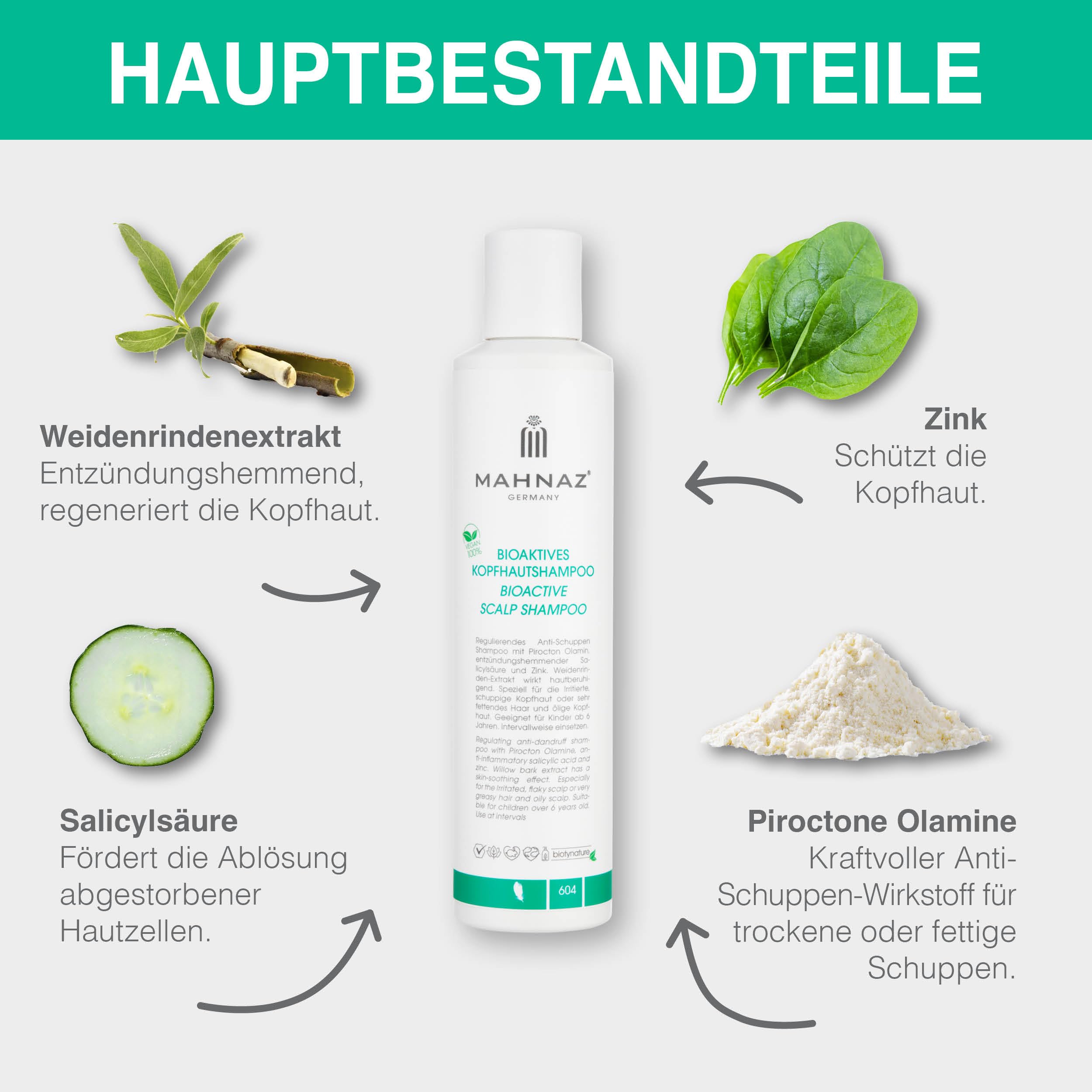 MAHNAZ Kopfhaut-Shampoo | Anti-Schuppen & Juckreiz und fettige Kopfhaut | Vegan | Ohne Silikone & Parabene | Für Erwachsene & Kinder ab 6 | Dermatologisch getestet |, sanft & wirksam, 200ml