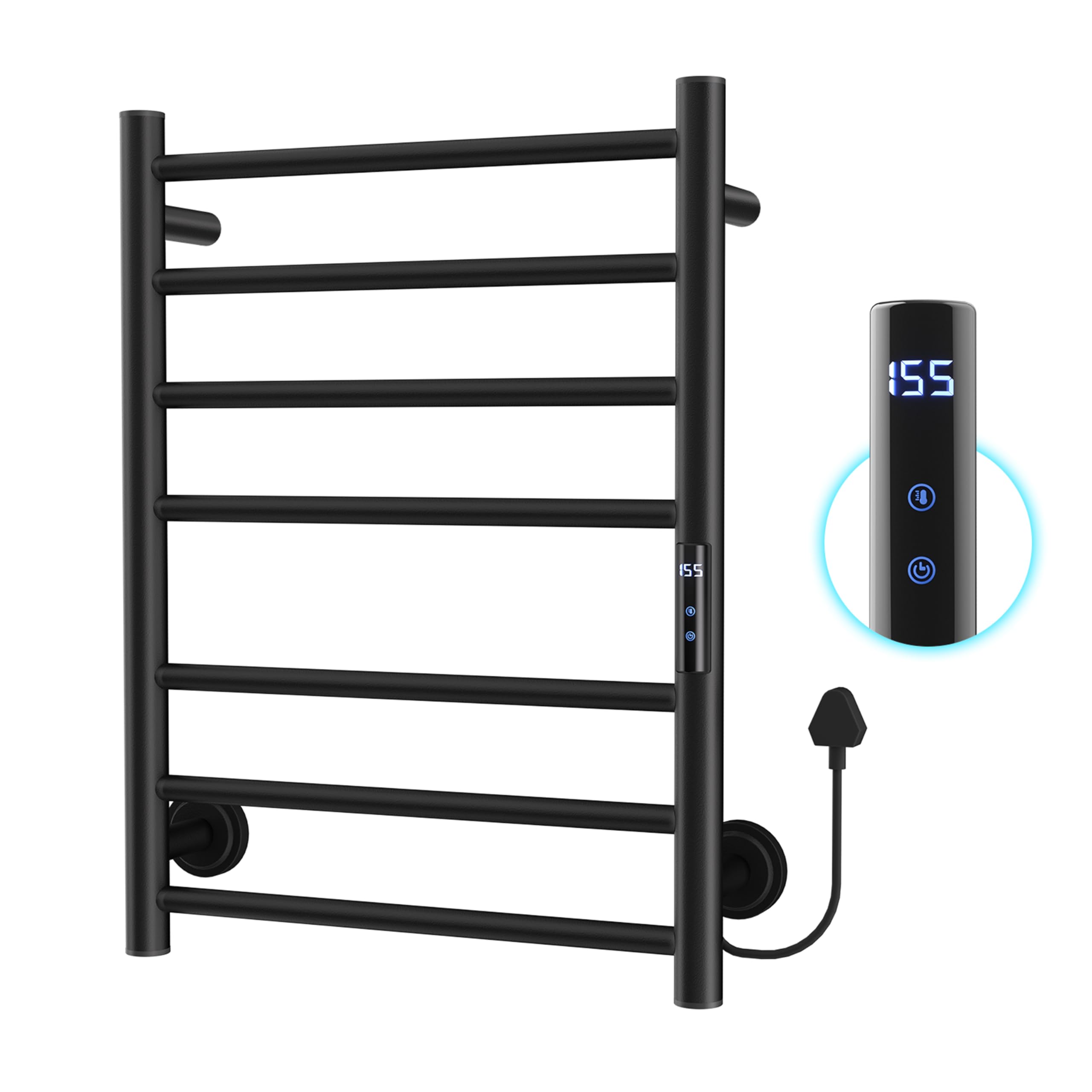 Statappy Heated Towel Rack for Bathroom, Towel Warmer Rack Wall Mounted Electric Towel Rack with 24-Hour Timer, Heated Towel Bar, Plug-in/Hardwired, 304 Stainless Steel