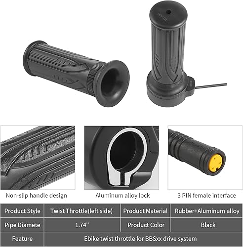 Miniatura 5 de Twist Throttle for Electric Bike and Scooter,Compatible with BBS01 BBS02 BBSHD Ebike Motor,Waterproof Speed Controller FullHalf Throttle Grip
